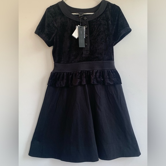 MARC BY MARC JACOBS black velvet and cotton mini dress . New with tag . Size S - Picture 3 of 11
